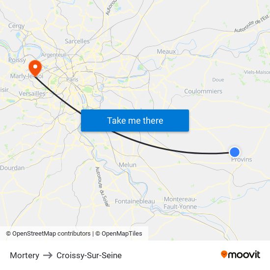 Mortery to Croissy-Sur-Seine map