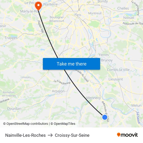 Nainville-Les-Roches to Croissy-Sur-Seine map