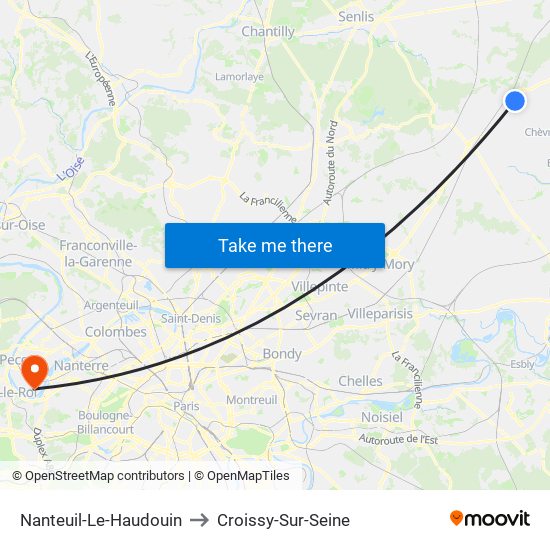 Nanteuil-Le-Haudouin to Croissy-Sur-Seine map