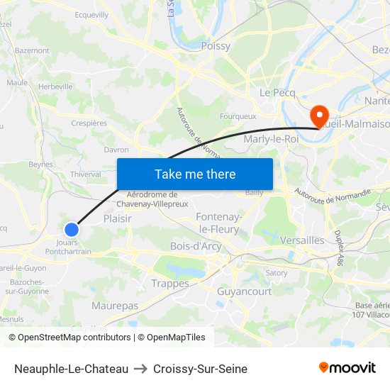 Neauphle-Le-Chateau to Croissy-Sur-Seine map