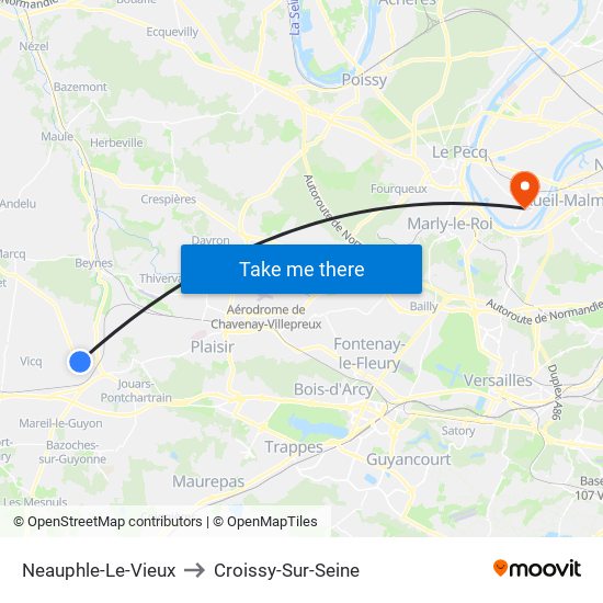 Neauphle-Le-Vieux to Croissy-Sur-Seine map