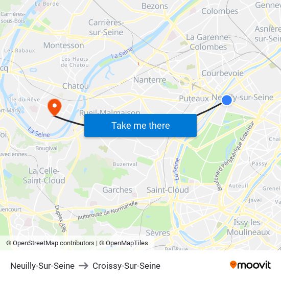 Neuilly-Sur-Seine to Croissy-Sur-Seine map