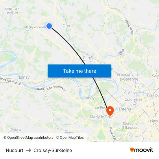 Nucourt to Croissy-Sur-Seine map