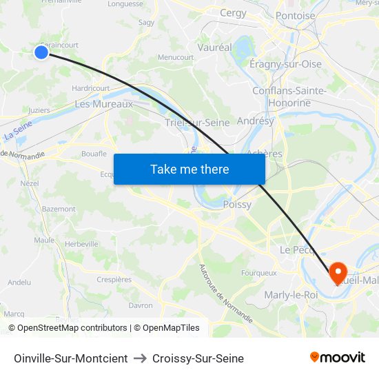 Oinville-Sur-Montcient to Croissy-Sur-Seine map