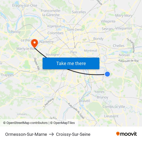 Ormesson-Sur-Marne to Croissy-Sur-Seine map