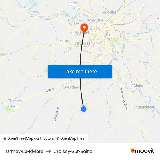 Ormoy-La-Riviere to Croissy-Sur-Seine map