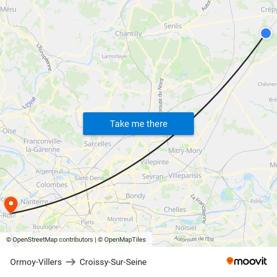 Ormoy-Villers to Croissy-Sur-Seine map