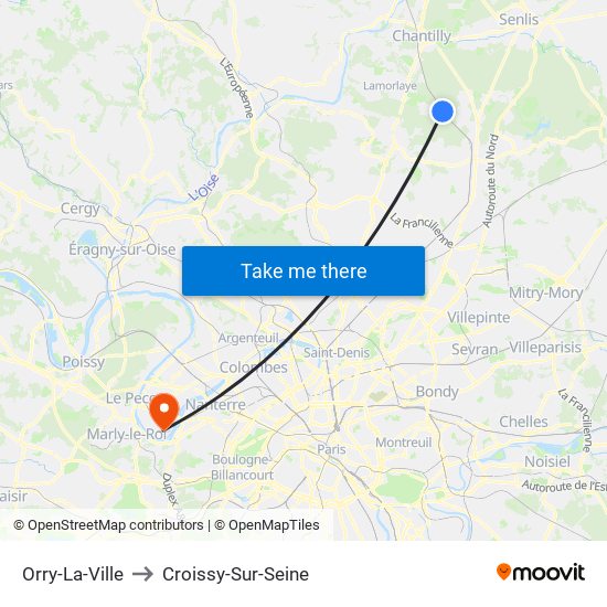 Orry-La-Ville to Croissy-Sur-Seine map