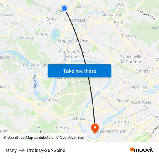 Osny to Croissy-Sur-Seine map