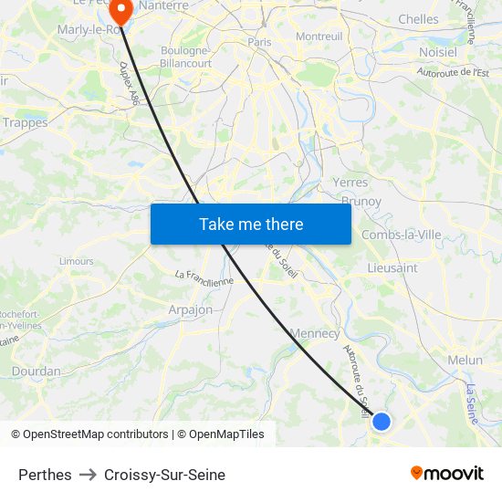 Perthes to Croissy-Sur-Seine map