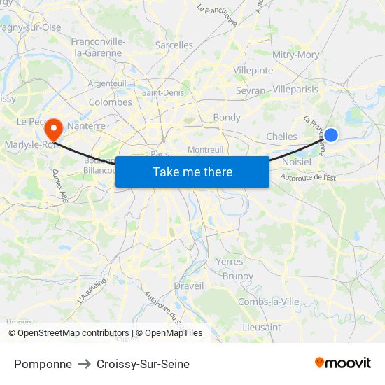 Pomponne to Croissy-Sur-Seine map
