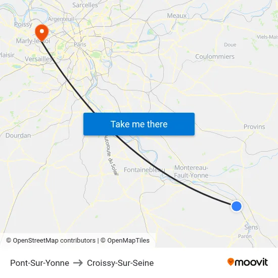 Pont-Sur-Yonne to Croissy-Sur-Seine map