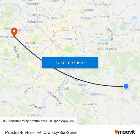 Presles-En-Brie to Croissy-Sur-Seine map