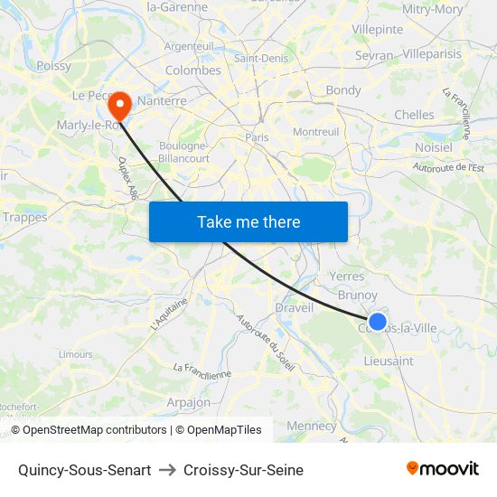 Quincy-Sous-Senart to Croissy-Sur-Seine map