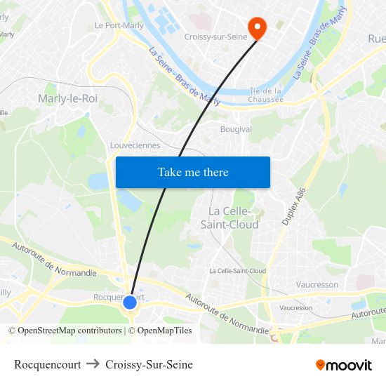 Rocquencourt to Croissy-Sur-Seine map