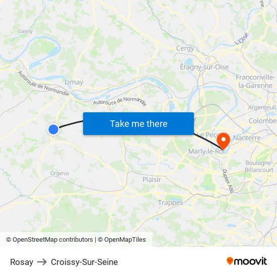 Rosay to Croissy-Sur-Seine map