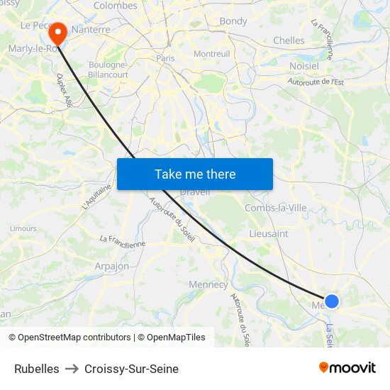 Rubelles to Croissy-Sur-Seine map