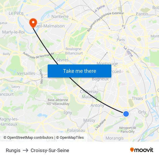 Rungis to Croissy-Sur-Seine map