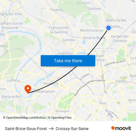 Saint-Brice-Sous-Foret to Croissy-Sur-Seine map