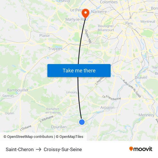 Saint-Cheron to Croissy-Sur-Seine map