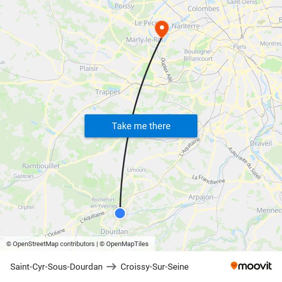 Saint-Cyr-Sous-Dourdan to Croissy-Sur-Seine map