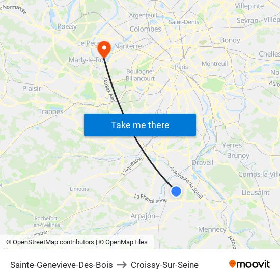 Sainte-Genevieve-Des-Bois to Croissy-Sur-Seine map