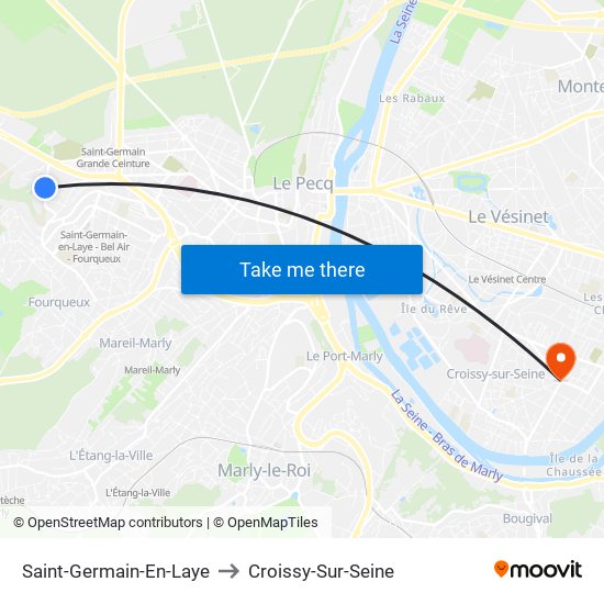 Saint-Germain-En-Laye to Croissy-Sur-Seine map