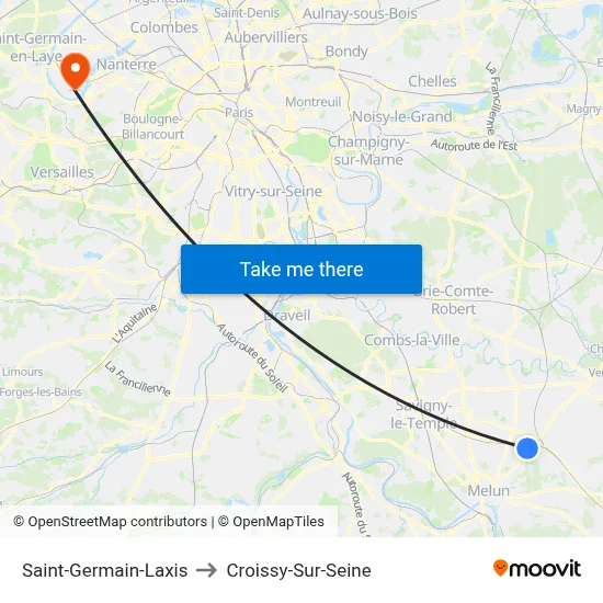Saint-Germain-Laxis to Croissy-Sur-Seine map