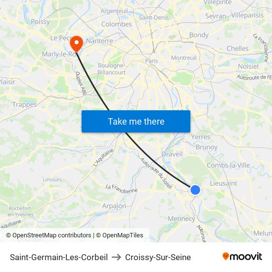 Saint-Germain-Les-Corbeil to Croissy-Sur-Seine map