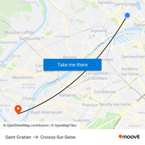 Saint-Gratien to Croissy-Sur-Seine map