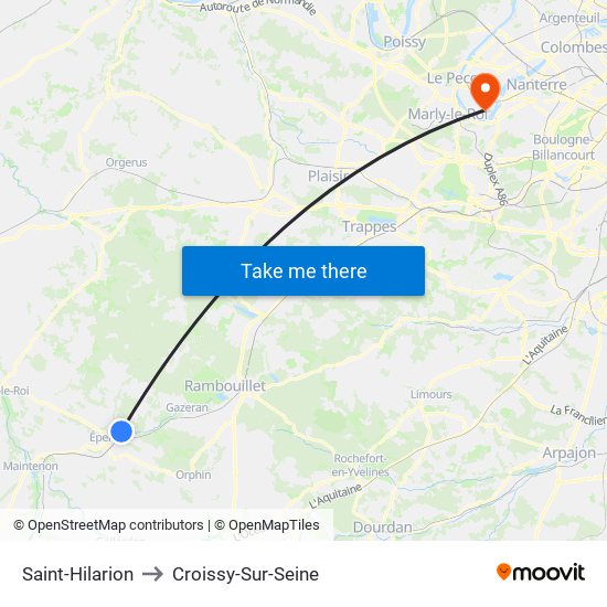 Saint-Hilarion to Croissy-Sur-Seine map