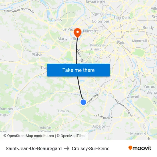 Saint-Jean-De-Beauregard to Croissy-Sur-Seine map