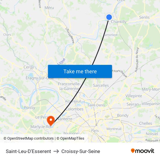 Saint-Leu-D'Esserent to Croissy-Sur-Seine map