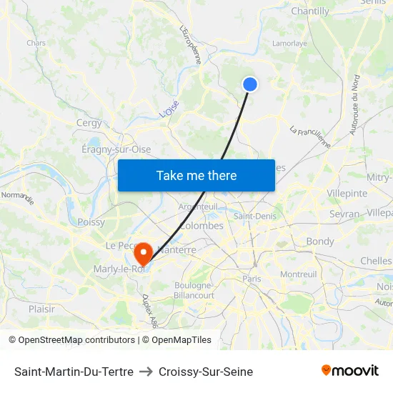 Saint-Martin-Du-Tertre to Croissy-Sur-Seine map