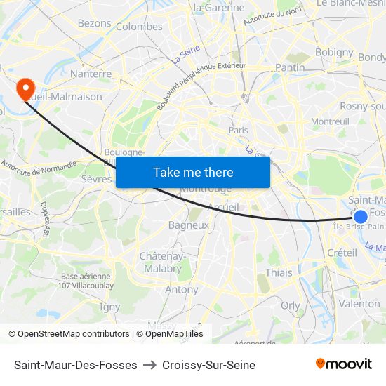Saint-Maur-Des-Fosses to Croissy-Sur-Seine map