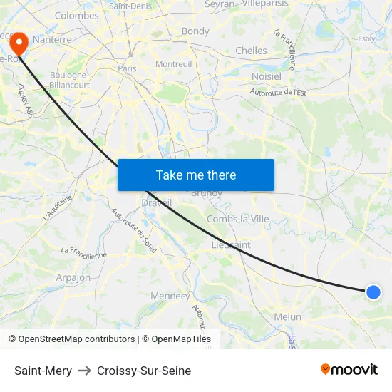Saint-Mery to Croissy-Sur-Seine map