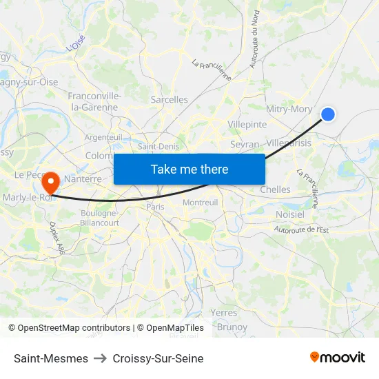 Saint-Mesmes to Croissy-Sur-Seine map