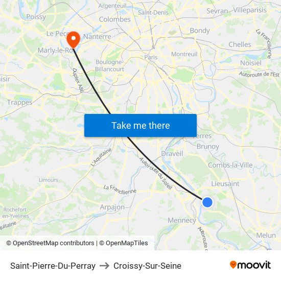Saint-Pierre-Du-Perray to Croissy-Sur-Seine map