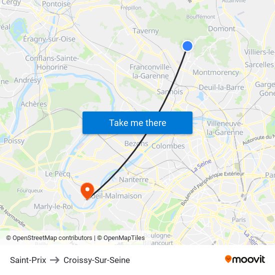 Saint-Prix to Croissy-Sur-Seine map