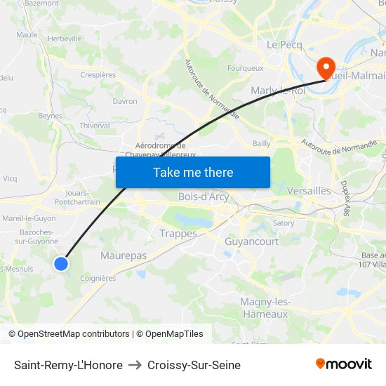 Saint-Remy-L'Honore to Croissy-Sur-Seine map