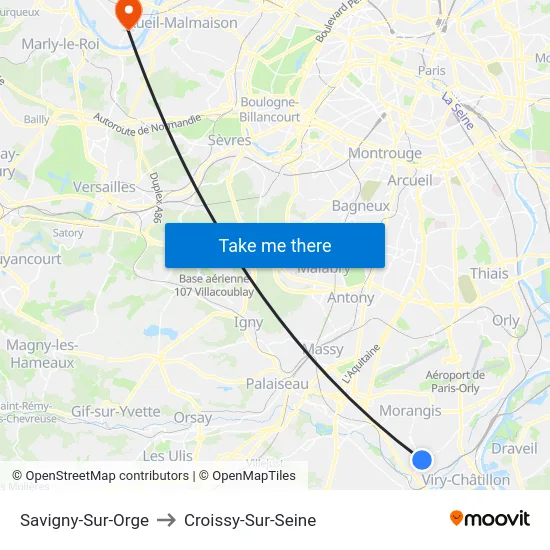 Savigny-Sur-Orge to Croissy-Sur-Seine map