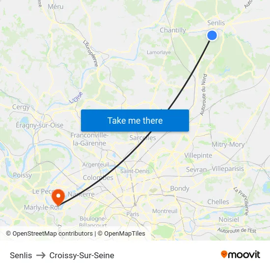 Senlis to Croissy-Sur-Seine map