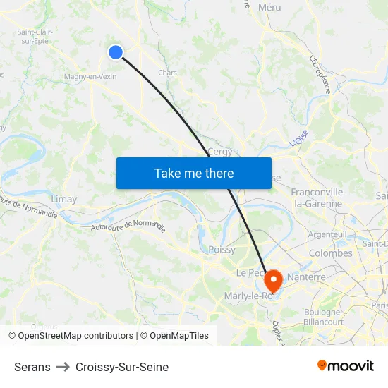 Serans to Croissy-Sur-Seine map