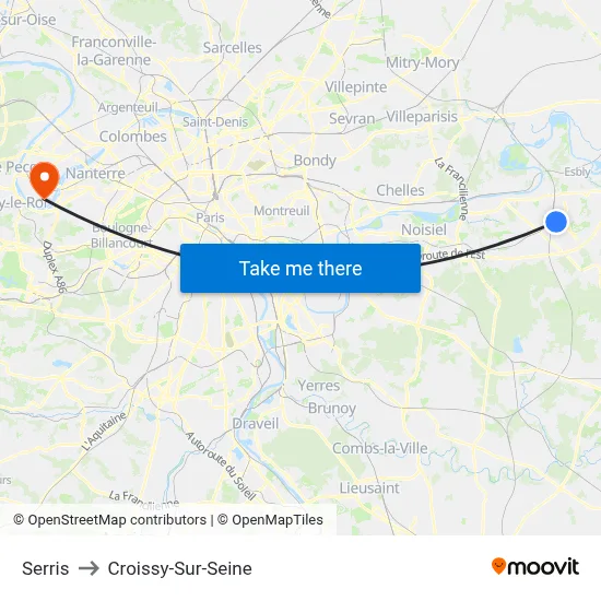 Serris to Croissy-Sur-Seine map