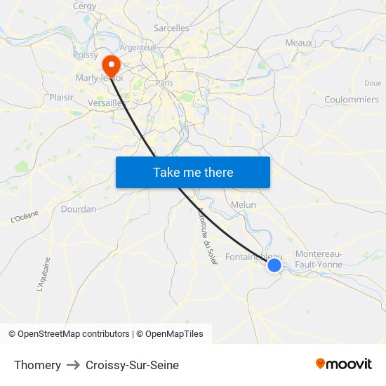 Thomery to Croissy-Sur-Seine map