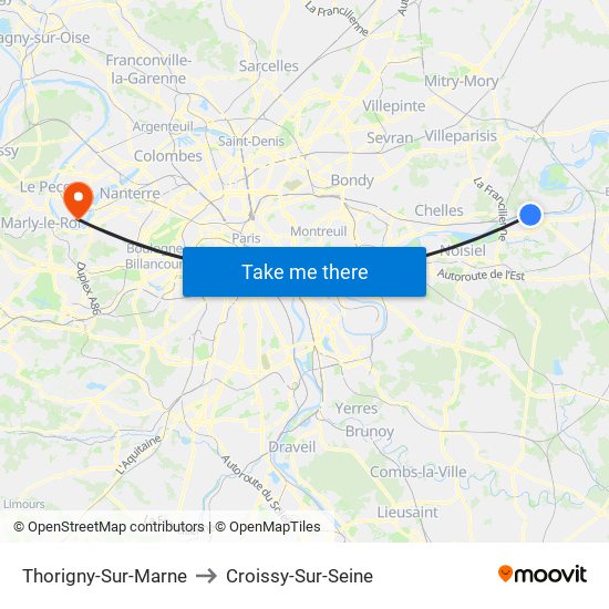 Thorigny-Sur-Marne to Croissy-Sur-Seine map