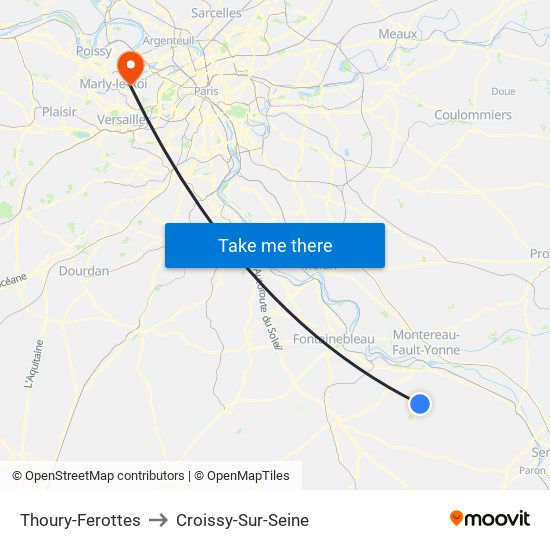 Thoury-Ferottes to Croissy-Sur-Seine map