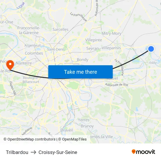Trilbardou to Croissy-Sur-Seine map