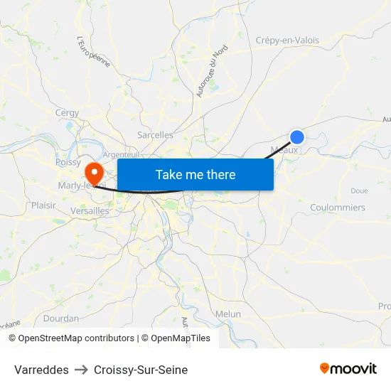 Varreddes to Croissy-Sur-Seine map