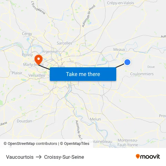 Vaucourtois to Croissy-Sur-Seine map